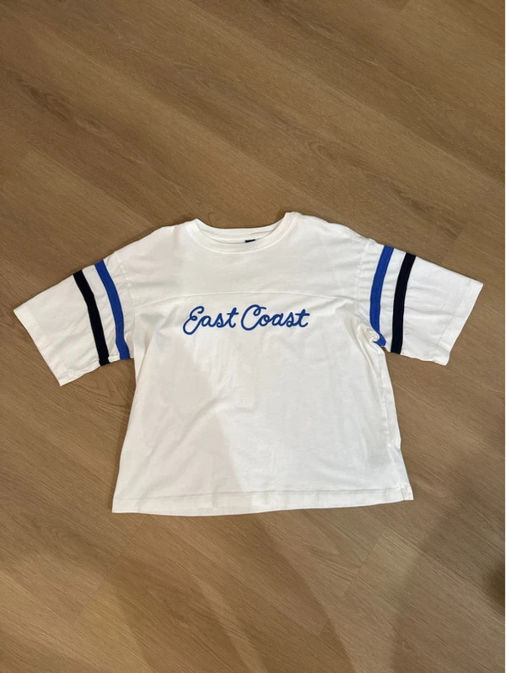 Old Navy East Coast Striped Graphic T-Shirt Sea Salt Medium
